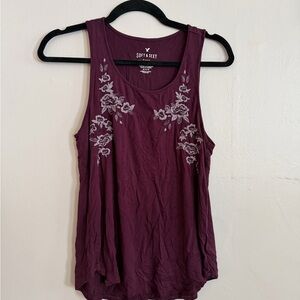 American Eagle Outfitters Maroon Floral Tank Top